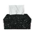 Black (NOT Real) Glitter Print Rectangle Tissue Box Cover