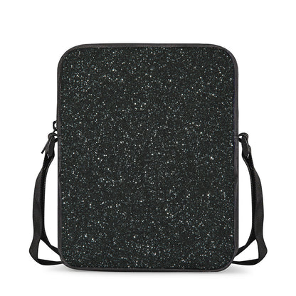 Black (NOT Real) Glitter Print Rectangular Crossbody Bag