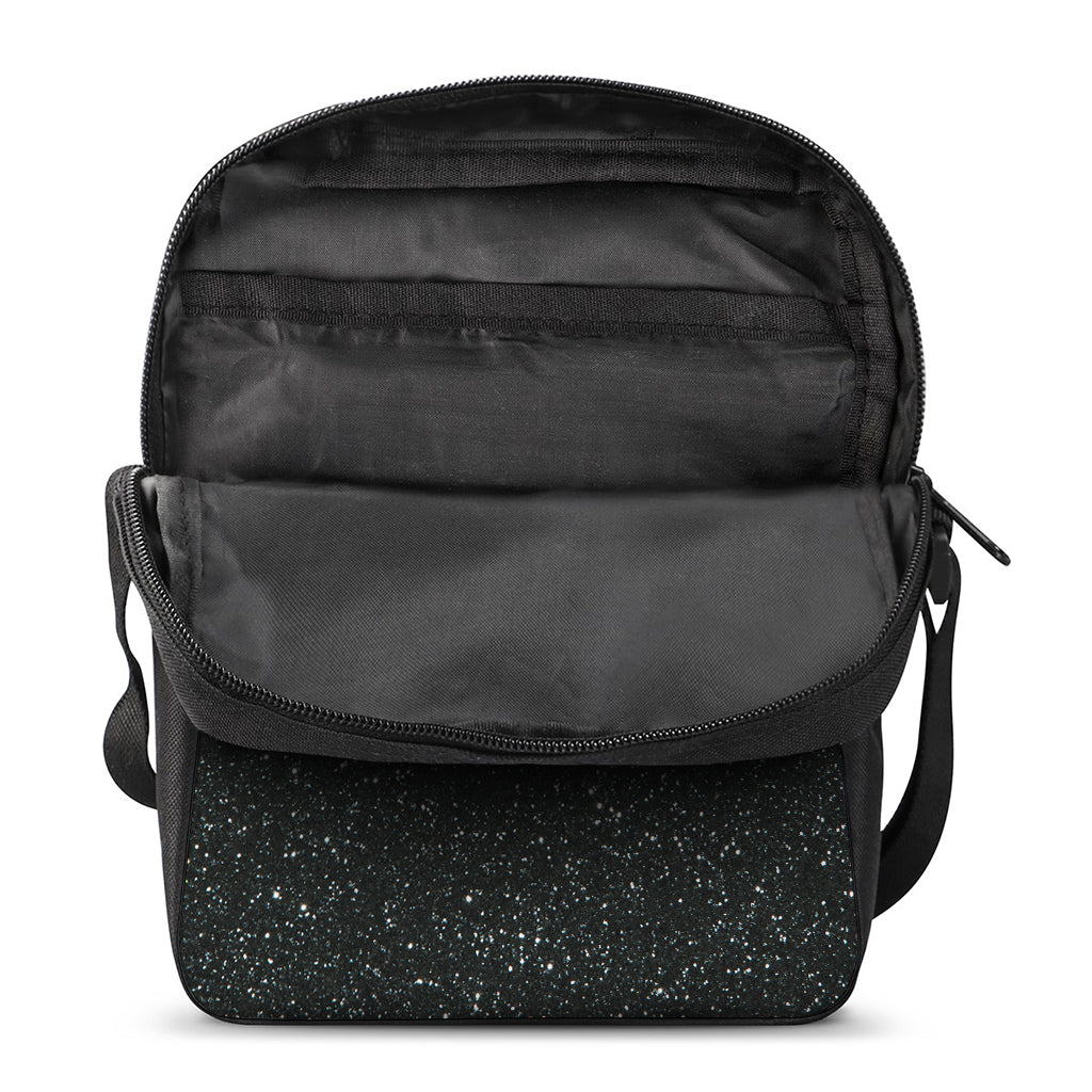 Black (NOT Real) Glitter Print Rectangular Crossbody Bag