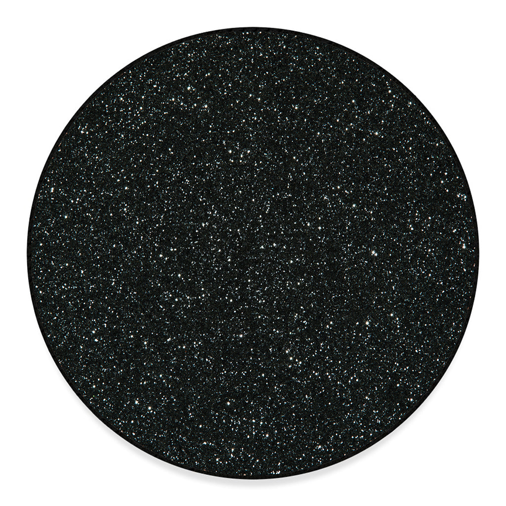 Black (NOT Real) Glitter Print Round Floor Mat