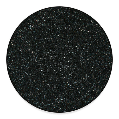 Black (NOT Real) Glitter Print Round Floor Mat