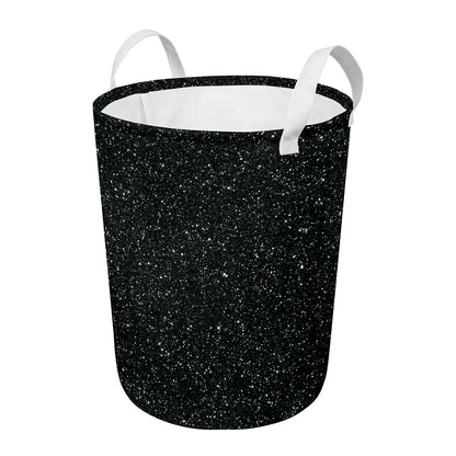 Black (NOT Real) Glitter Print Round Laundry Basket
