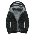 Black (NOT Real) Glitter Print Sherpa Lined Zip Up Hoodie