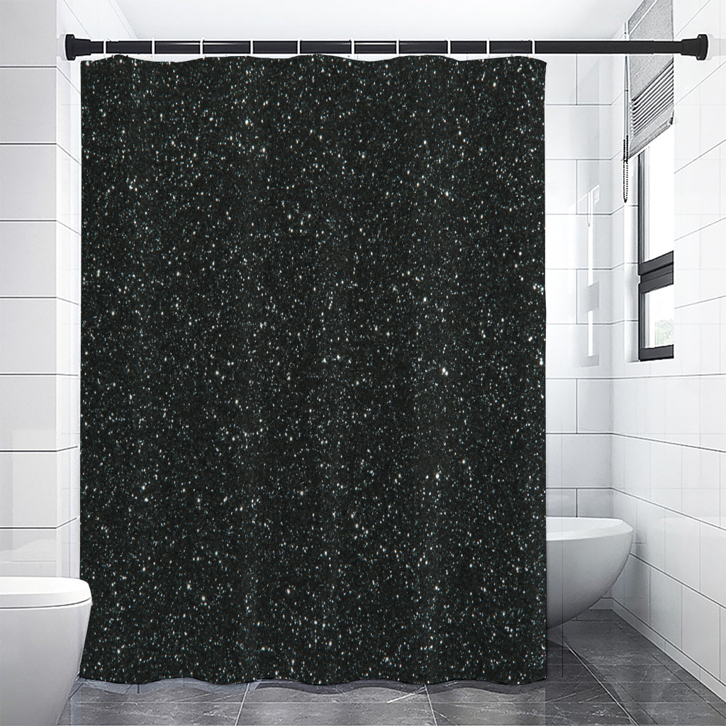 Black (NOT Real) Glitter Print Shower Curtain