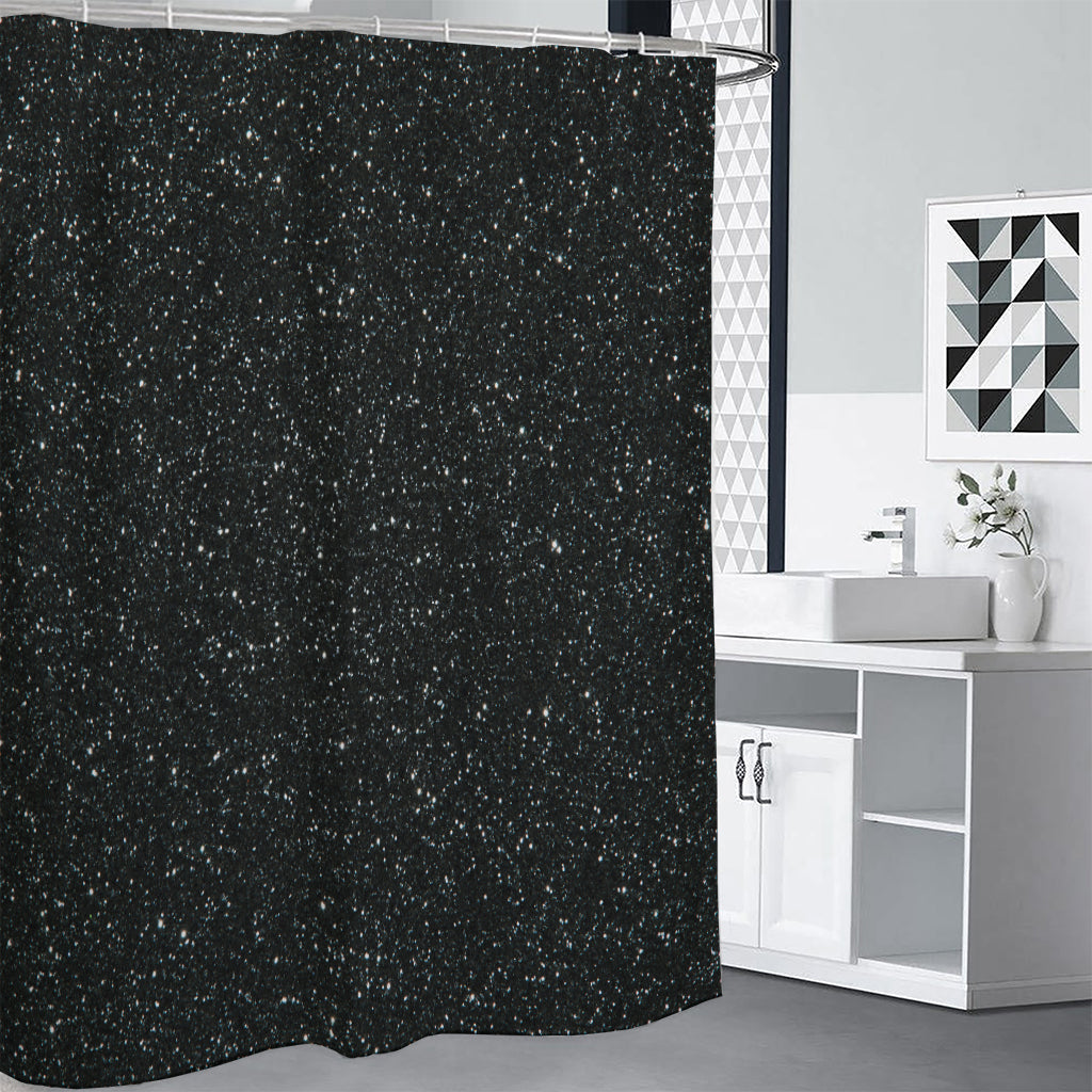 Black (NOT Real) Glitter Print Shower Curtain