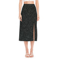 Black (NOT Real) Glitter Print Side Slit Midi Skirt