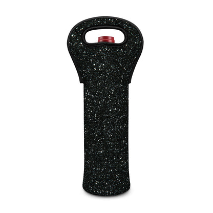 Black (NOT Real) Glitter Print Single Neoprene Wine Tote