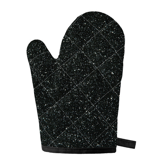 Black (NOT Real) Glitter Print Single Oven Mitt