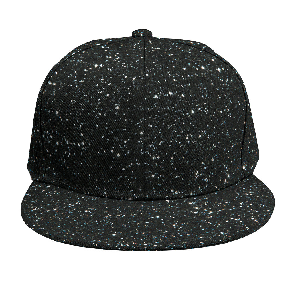 Black (NOT Real) Glitter Print Snapback Cap