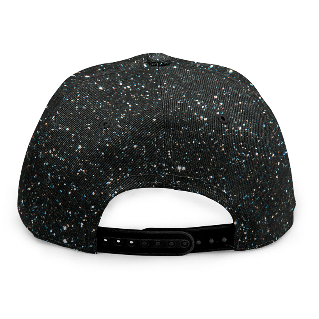 Black (NOT Real) Glitter Print Snapback Cap