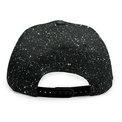 Black (NOT Real) Glitter Print Snapback Cap