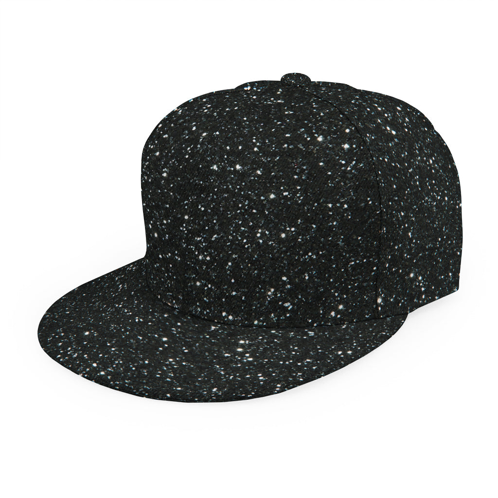 Black (NOT Real) Glitter Print Snapback Cap
