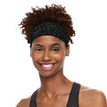 Black (NOT Real) Glitter Print Sports Headband