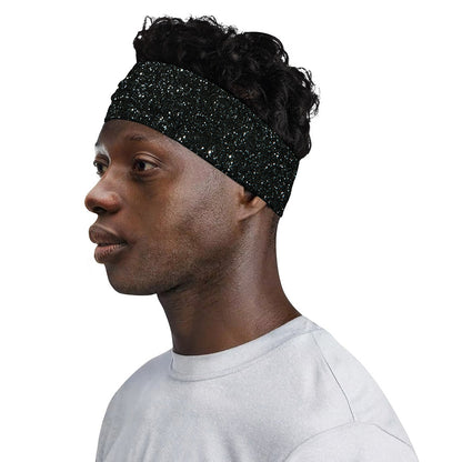 Black (NOT Real) Glitter Print Sports Headband