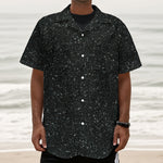 Black (NOT Real) Glitter Print Textured Short Sleeve Shirt