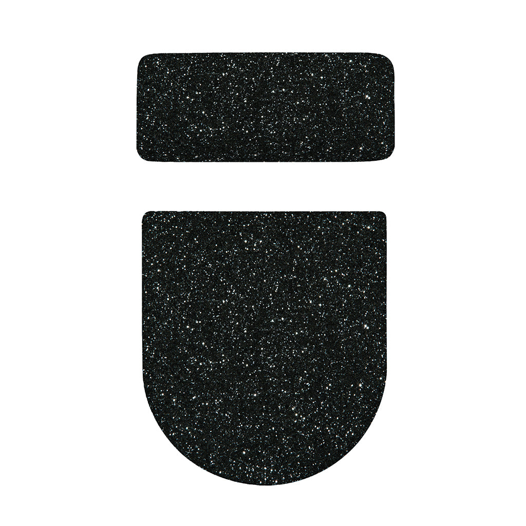 Black (NOT Real) Glitter Print Toilet Lid And Tank Cover Set