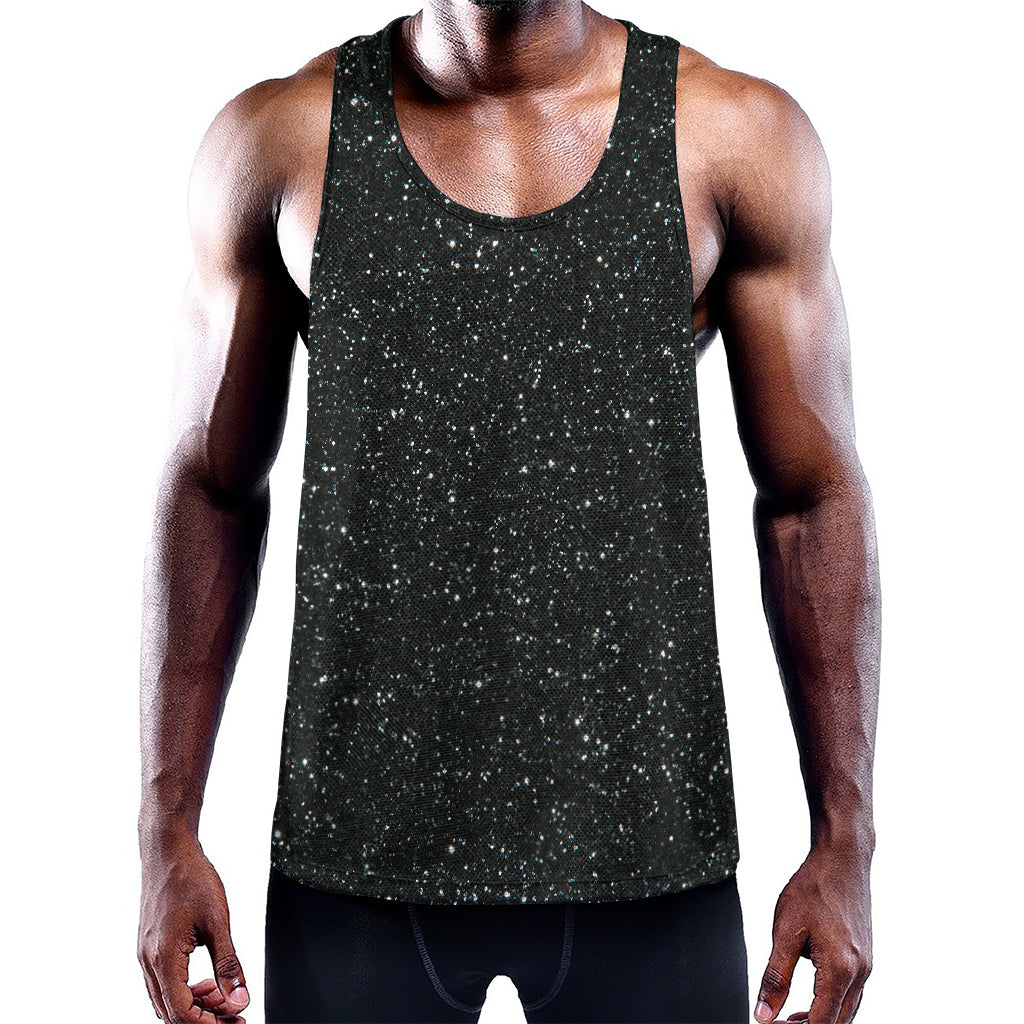 Black (NOT Real) Glitter Print Training Tank Top