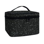 Black (NOT Real) Glitter Print Travel Makeup Bag