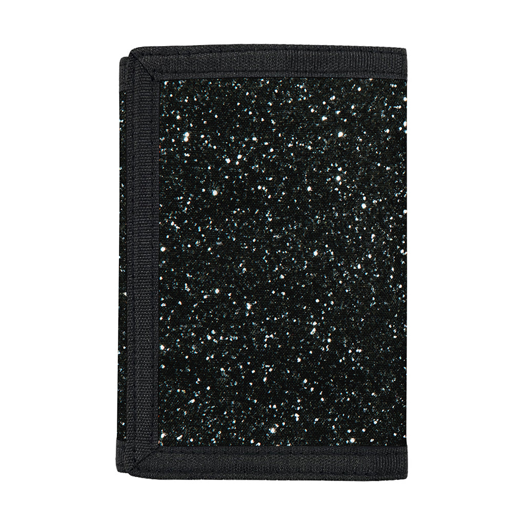 Black (NOT Real) Glitter Print Trifold Wallet