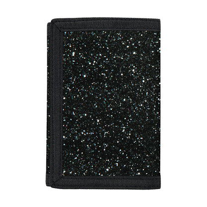 Black (NOT Real) Glitter Print Trifold Wallet
