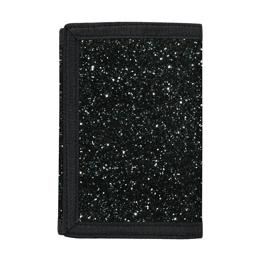 Black (NOT Real) Glitter Print Trifold Wallet
