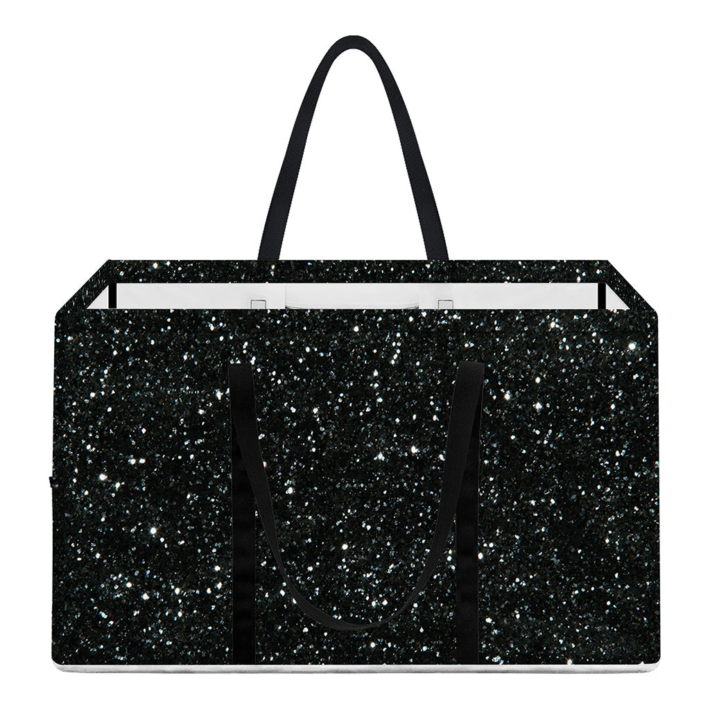 Black (NOT Real) Glitter Print Utility Tote Bag
