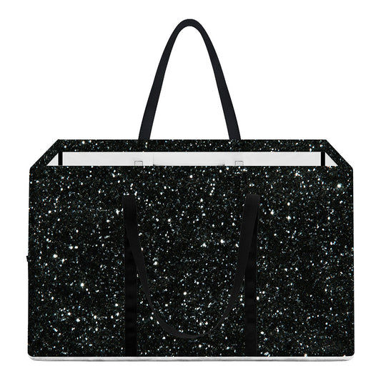 Black (NOT Real) Glitter Print Utility Tote Bag