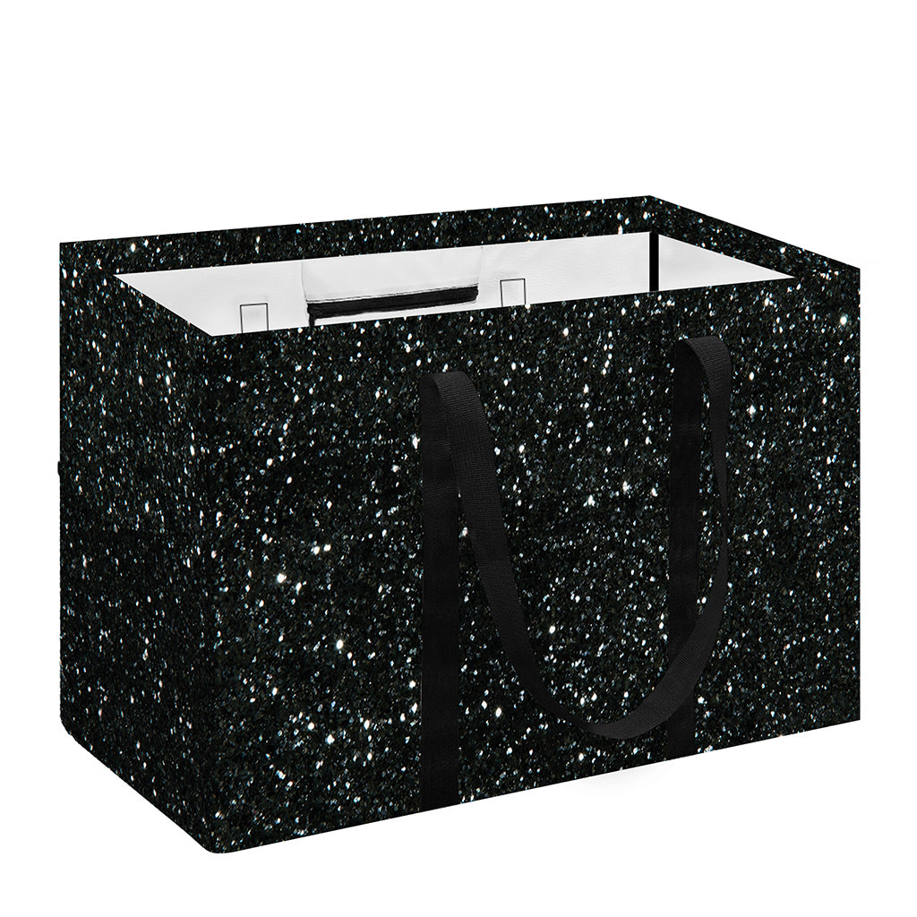 Black (NOT Real) Glitter Print Utility Tote Bag