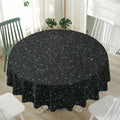 Black (NOT Real) Glitter Print Waterproof Round Tablecloth