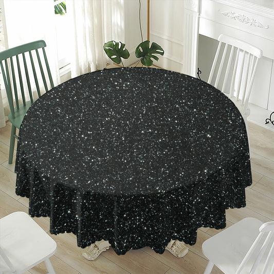 Black (NOT Real) Glitter Print Waterproof Round Tablecloth