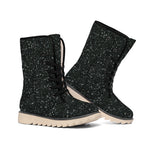 Black (NOT Real) Glitter Print Winter Boots