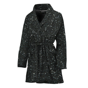 Black (NOT Real) Glitter Print Women's Bathrobe