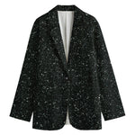 Black (NOT Real) Glitter Print Women's Blazer