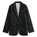 Black (NOT Real) Glitter Print Women's Cotton Blazer