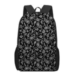 Black Paisley Bandana Pattern Print 17 Inch Backpack