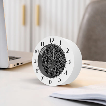 Black Paisley Bandana Pattern Print Alarm Clock