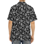 Black Paisley Bandana Pattern Print Aloha Shirt