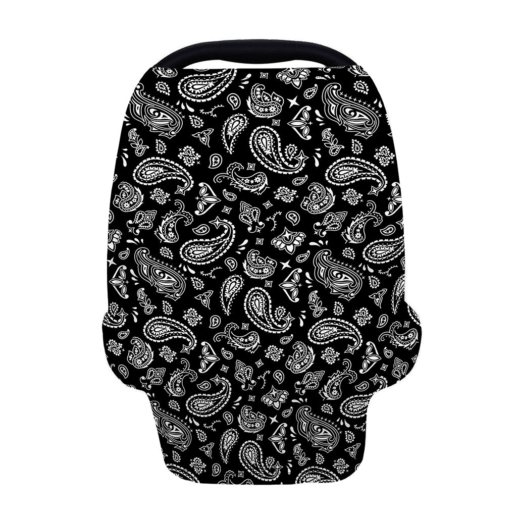 Black Paisley Bandana Pattern Print Baby Seat Cover