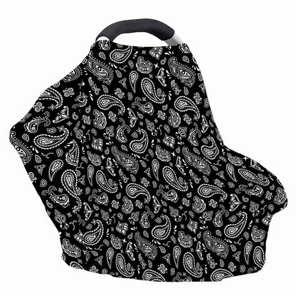 Black Paisley Bandana Pattern Print Baby Seat Cover