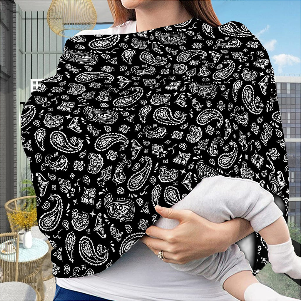 Black Paisley Bandana Pattern Print Baby Seat Cover