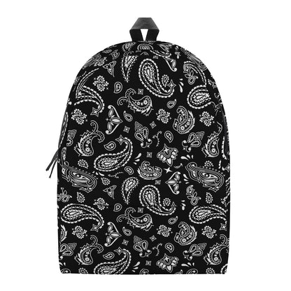 Black Paisley Bandana Pattern Print Backpack