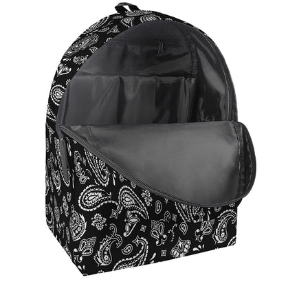 Black Paisley Bandana Pattern Print Backpack