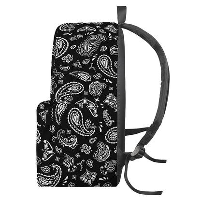 Black Paisley Bandana Pattern Print Backpack