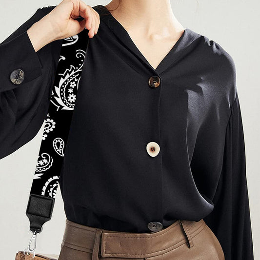 Black Paisley Bandana Pattern Print Bag Strap