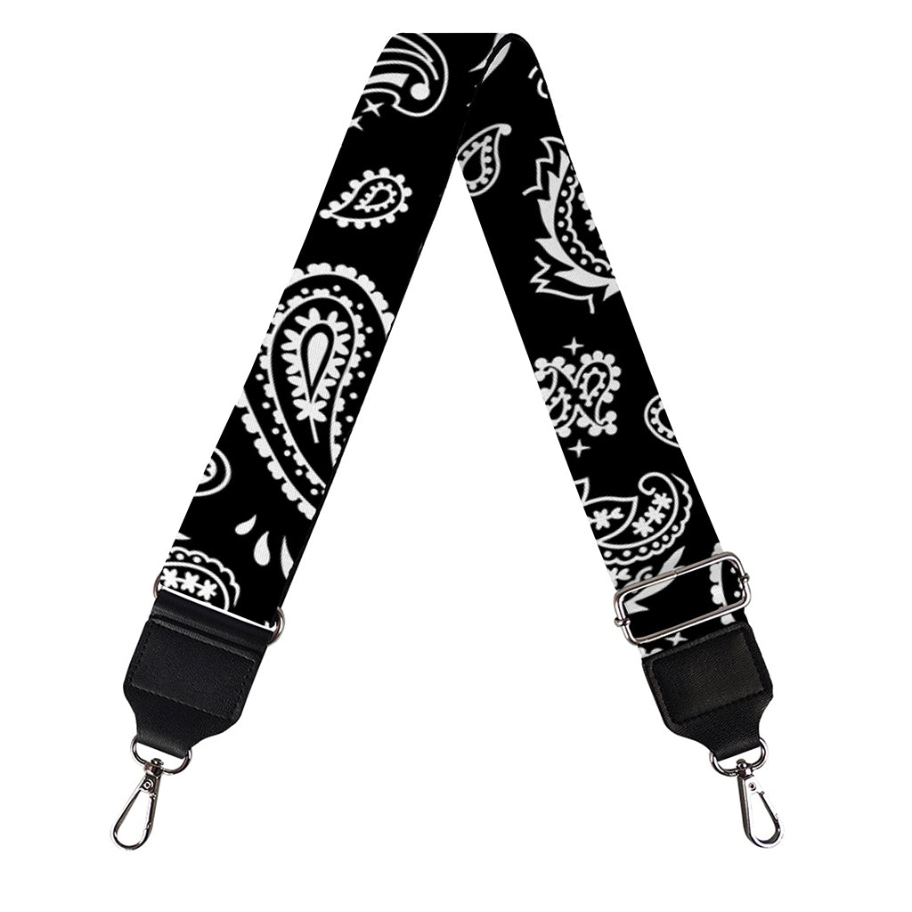 Black Paisley Bandana Pattern Print Bag Strap