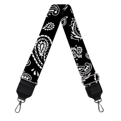 Black Paisley Bandana Pattern Print Bag Strap