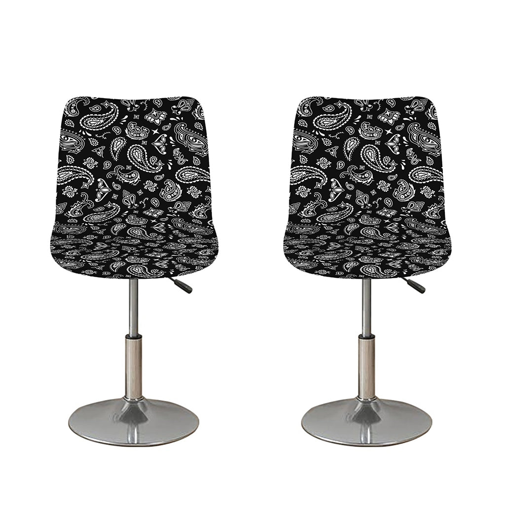 Black Paisley Bandana Pattern Print Bar Stool Covers