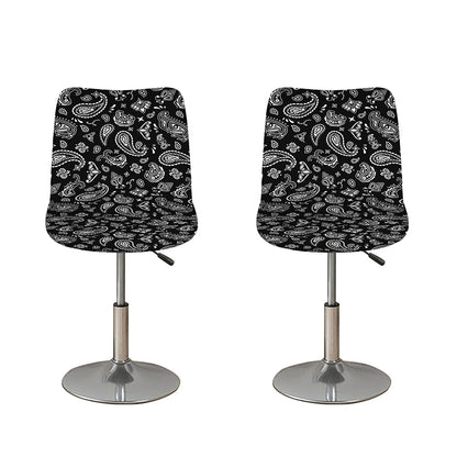 Black Paisley Bandana Pattern Print Bar Stool Covers