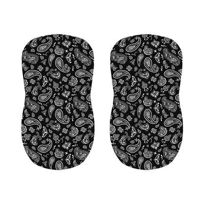 Black Paisley Bandana Pattern Print Bar Stool Covers