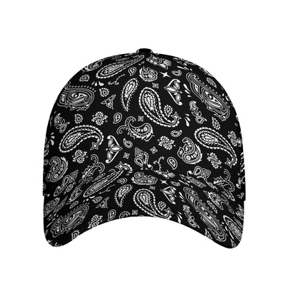 Black Paisley Bandana Pattern Print Baseball Cap